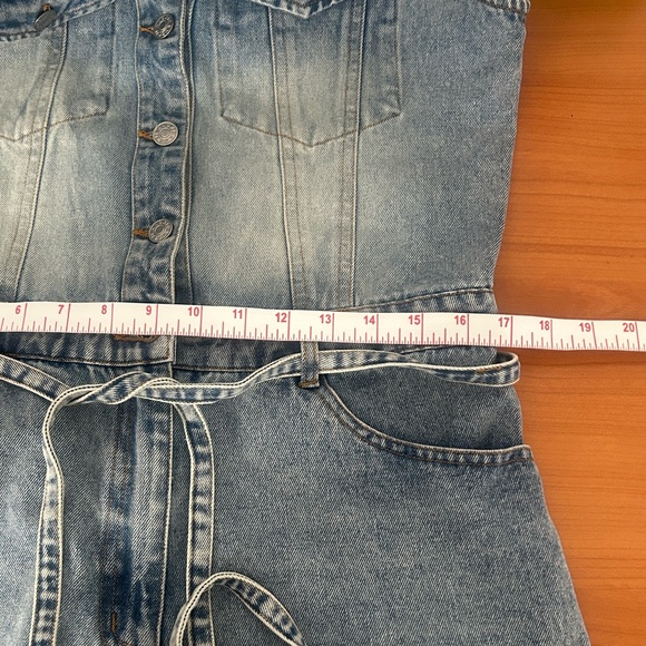 Vince Light Blue Denim Sleeveless Romper with Tie Waist - Picture 11 of 16